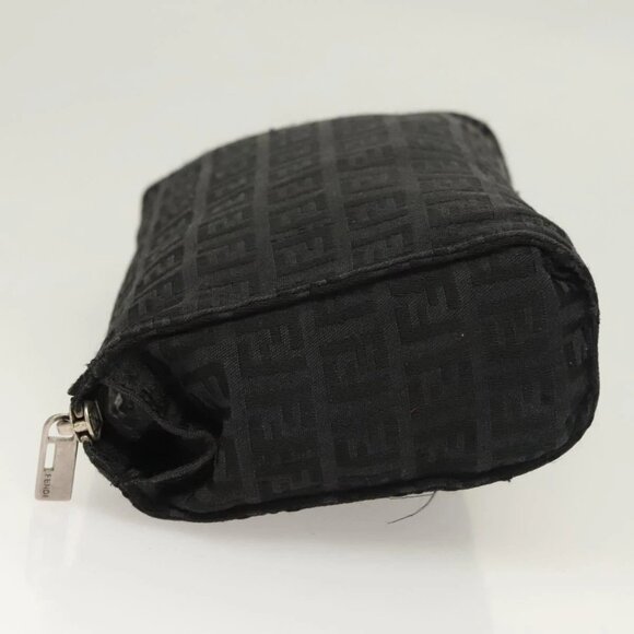 FENDI Zucchino Canvas Pouch Black Silver Auth - Picture 3 of 16